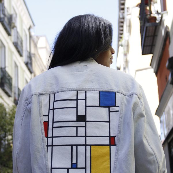 “Mondrian” cazadora pintada a mano