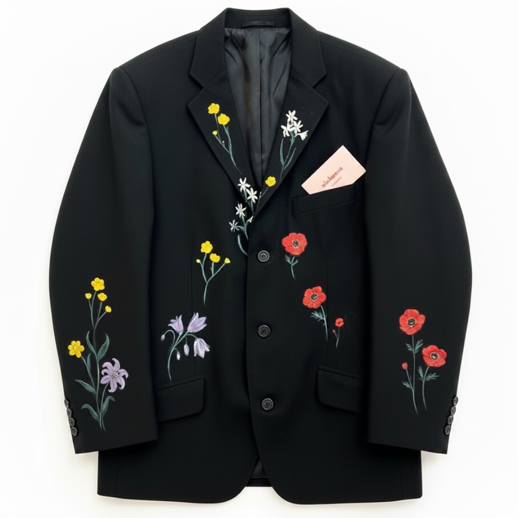 Blazer pintada oversize Flowers por encargo